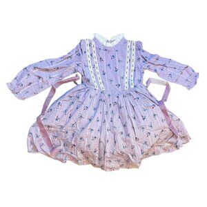 Calluna Purple Floral Swiss Dot Dress 7/8